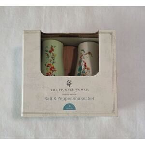 The Pioneer Woman 3 Piece Painted Meadow Salt and Pepper Shaker Set with Stand
